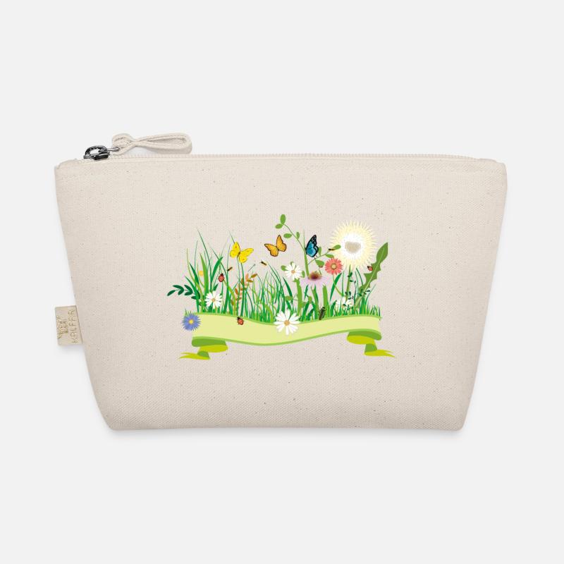lush spring meadow with flowers and insects Organic Pouch
