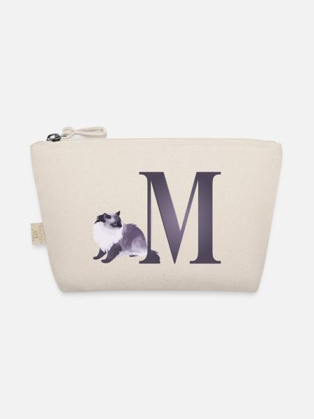 Buchstabe M mit neugieriger Katze - Bio-Täschchen - Natur