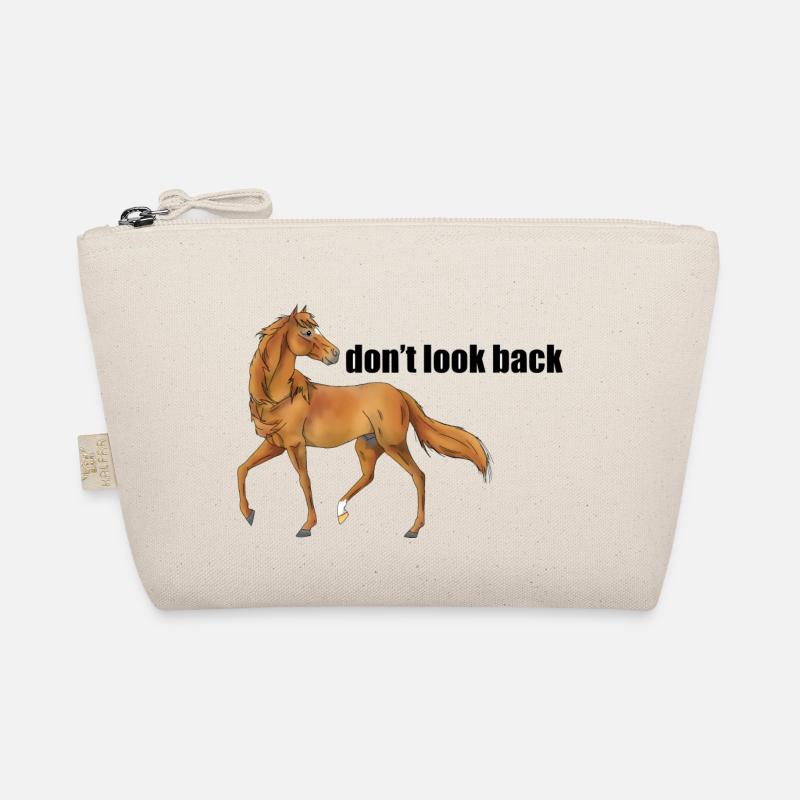 Pferd Schriftzug "don't look back" - dunkel - Bio-Täschchen - Natur