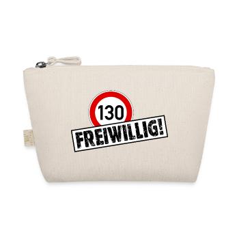 Tempo 130 FREIWILLIG! Tempolimit Aufkleber - Bio-Täschchen - Natur - Vorne