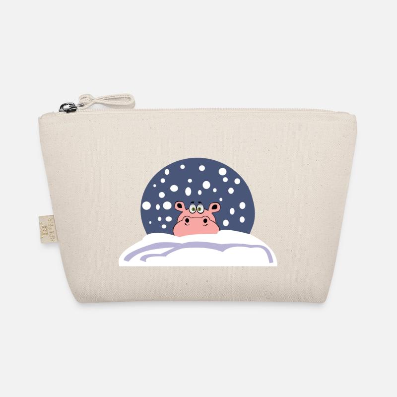 schnee hippo nilpferd weihnachten winter santa - Bio-Täschchen - Natur