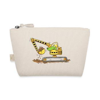 Excavator with crocodile Construction site Excavator driver boys - Organic Pouch - nature - Front