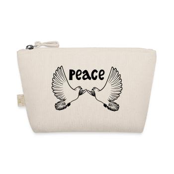 Two white doves of peace colored English PEACE - Organic Pouch - nature - Front