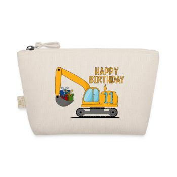 Excavator Kids Happy Birthday 11 - Organic Pouch - nature - Front