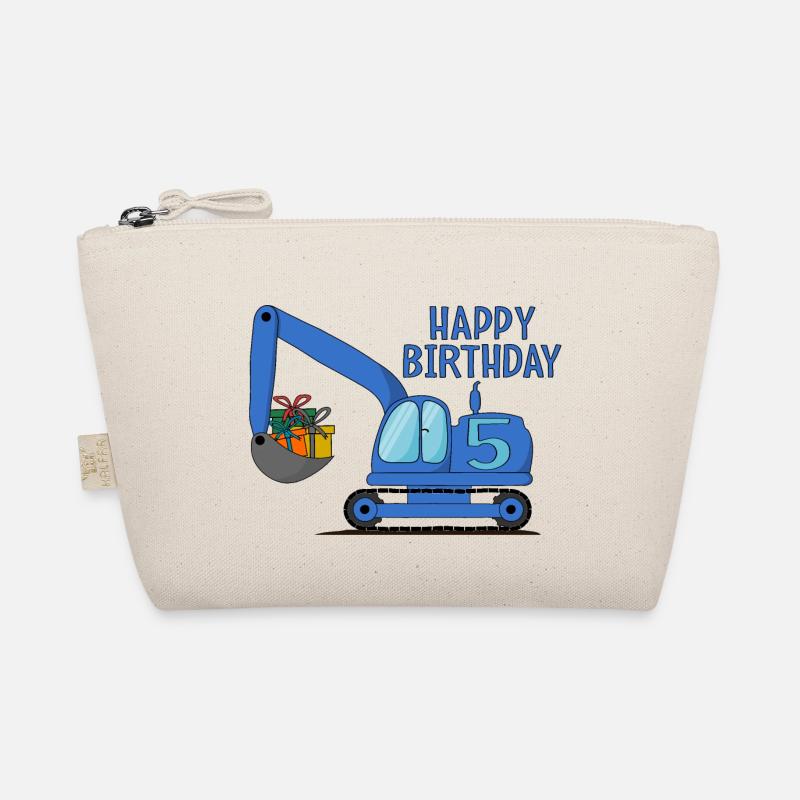 Bagger Kinder Happy Birthday 5 Blau Bio-Täschchen