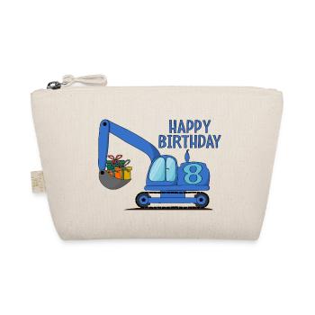 Bagger Kinder Happy Birthday 8 Blau - Bio-Täschchen - Natur - Vorne