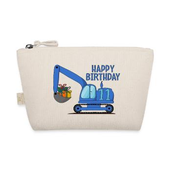 Bagger Kinder Happy Birthday 11 Blau - Bio-Täschchen - Natur - Vorne
