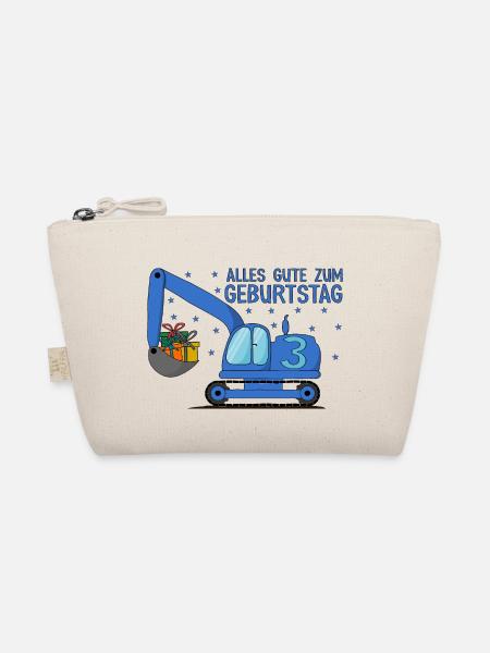 Bagger Kinder 3. Geburtstag Alles Gute Blau - Bio-Täschchen - Natur