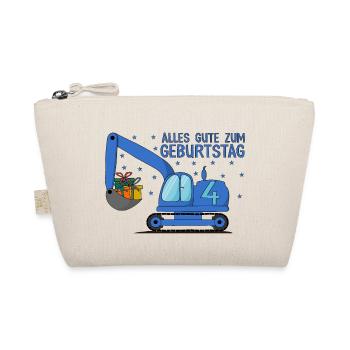 Bagger Kinder 4. Geburtstag Alles Gute Blau - Bio-Täschchen - Natur - Vorne
