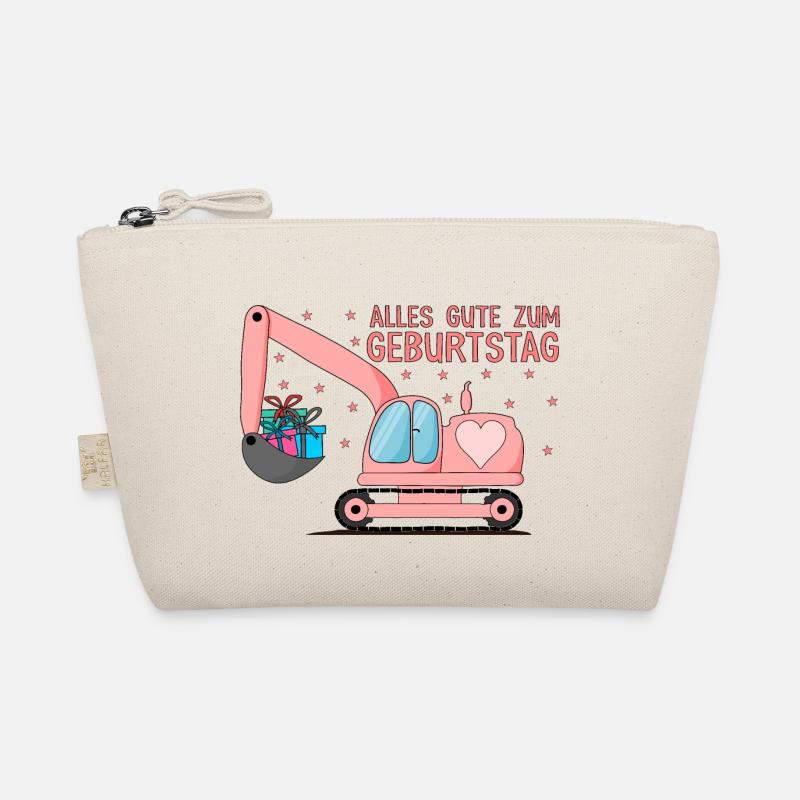 Bagger Kinder Alles Gute zum Geburtstag Rosa - Bio-Täschchen - Natur