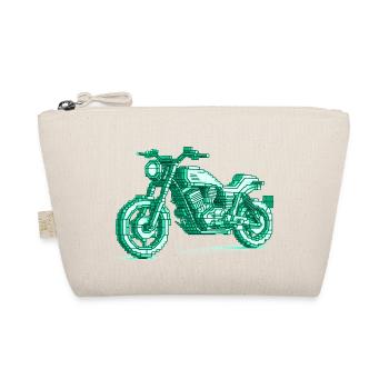 Retro Motorrad in 8 Bit in der Farbe grün - Bio-Täschchen - Natur - Vorne