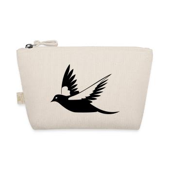 Fliegende Amsel Schwarz-Weiß Illustration - Bio-Täschchen - Natur - Vorne
