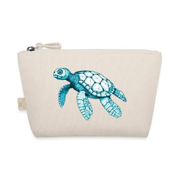 Belle tortue de mer en bleu - Trousse biologique - nature - Devant