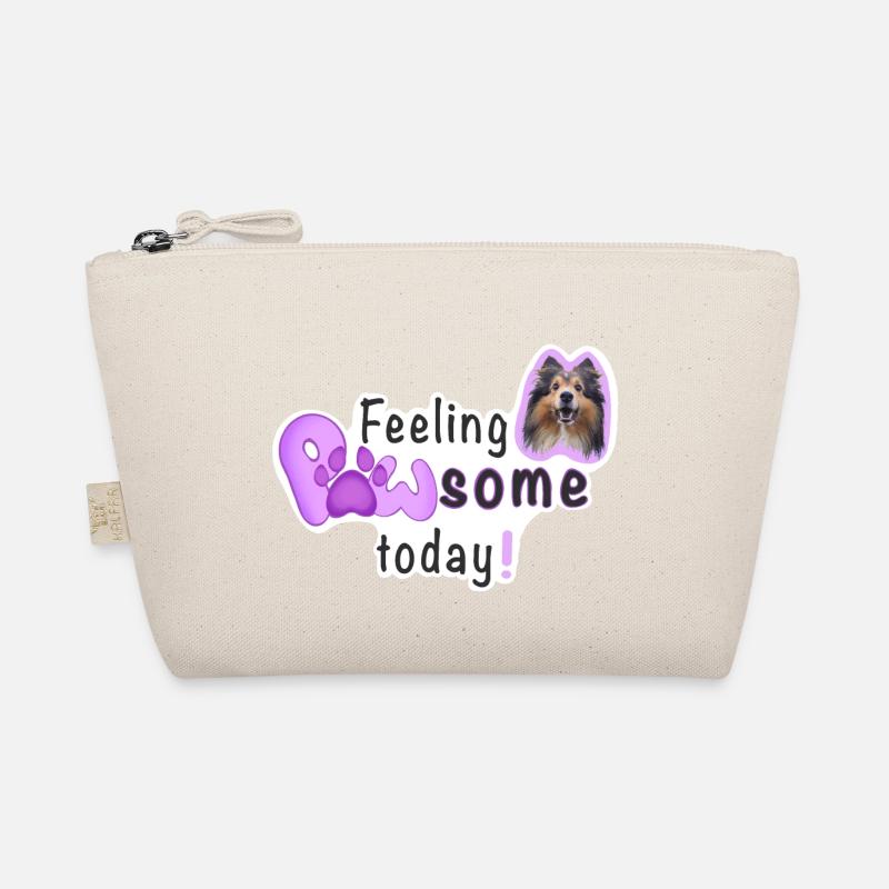 Feeling PAWSOME today! Hund Sheltie Pfote Pink - Bio-Täschchen - Natur