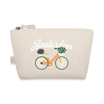 Amsterdam Flower Bicycle Dutch Souvenir - Organic Pouch - nature - Front