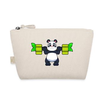 Panda Bodybuilder Langhantel Bodybuilding - Bio-Täschchen - Natur - Vorne
