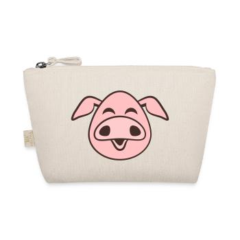 Pig Face Animal Love Small Cute Piggy - Organic Pouch - nature - Front