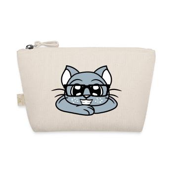 Schlaue Nerd Katze Hornbrille Geek Kätzchen Brille - Bio-Täschchen - Natur - Vorne