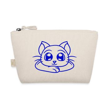 Cute Cat Looks Happy Smiling Kitten Fun - Organic Pouch - nature - Front