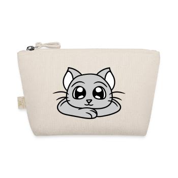 Cute Cat Looks Happy Smiling Kitten Fun - Organic Pouch - nature - Front
