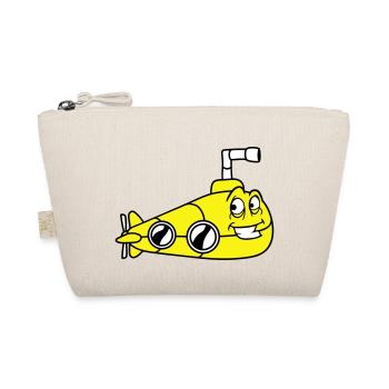 Funny Submarine with Face Smiles Comic Cartoon - Organic Pouch - nature - Front