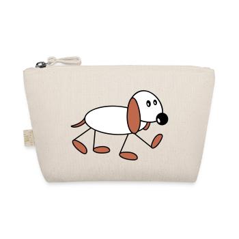 Dog stick figure walks cute walks comic - Organic Pouch - nature - Front