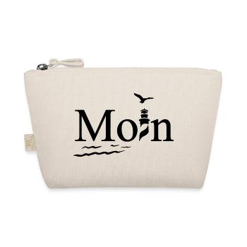 Maritimes Moin Design mit Möwe und Leuchtturm - Bio-Täschchen - Natur - Vorne