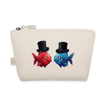 Elegante Fischpaare mit Zylinder - Bio-Täschchen - Natur - Vorne