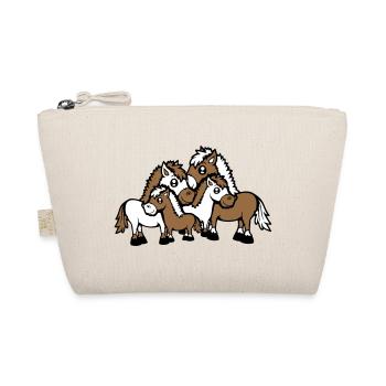 4 Horses Family Kids Mom Dad Father Mom Cute - Organic Pouch - nature - Front