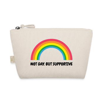 Not Gay But Supportive – Retro Rainbow - Organic Pouch - nature - Front
