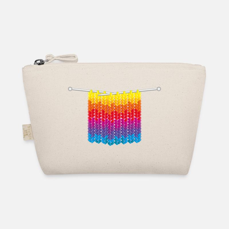 Knitted stitches in rainbow colours on needles Organic Pouch