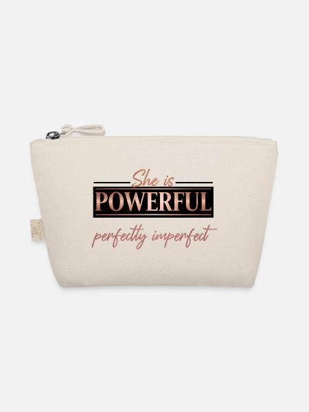 Powerful & Perfectly Imperfect – Rose Gold Design - Organic Pouch - nature - Front