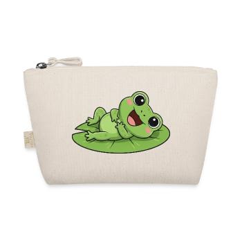 Süßer Frosch Cartoon Seerose Lachen Freude - Bio-Täschchen - Natur - Vorne