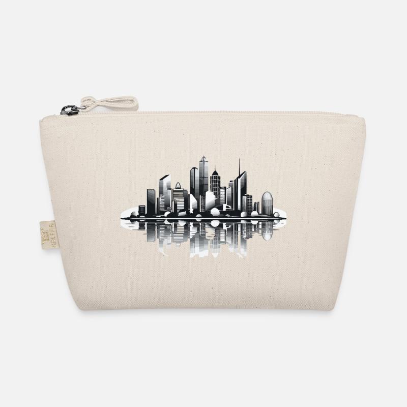 Black and White Skyline Reflection Organic Pouch