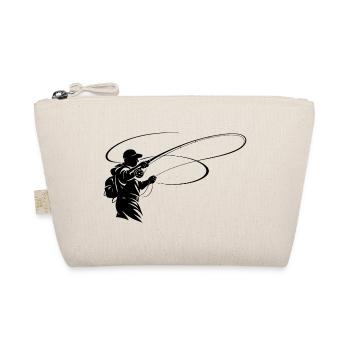 Fliegenfischer Silhouette – Angler Design - Bio-Täschchen - Natur - Vorne