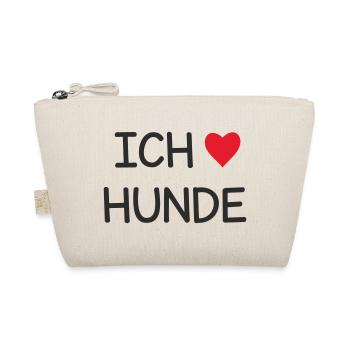 Ich ❤️ Hunde – Süßes Hundeliebe Textdesign - Bio-Täschchen - Natur - Vorne
