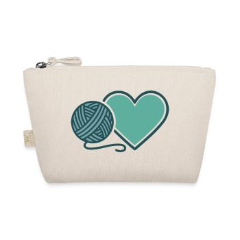 Funny Crochet Yarn Lovers Heart Crochet Hook - Organic Pouch - nature - Front