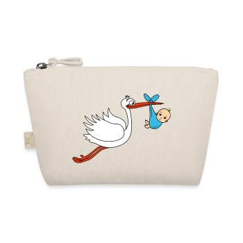 Storch Baby Junge Babies Schwanger - Bio-Täschchen - Natur - Vorne
