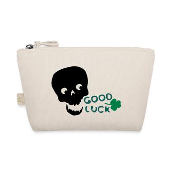 Good Luck shamrock txt & skull - Organic Pouch - nature - Front