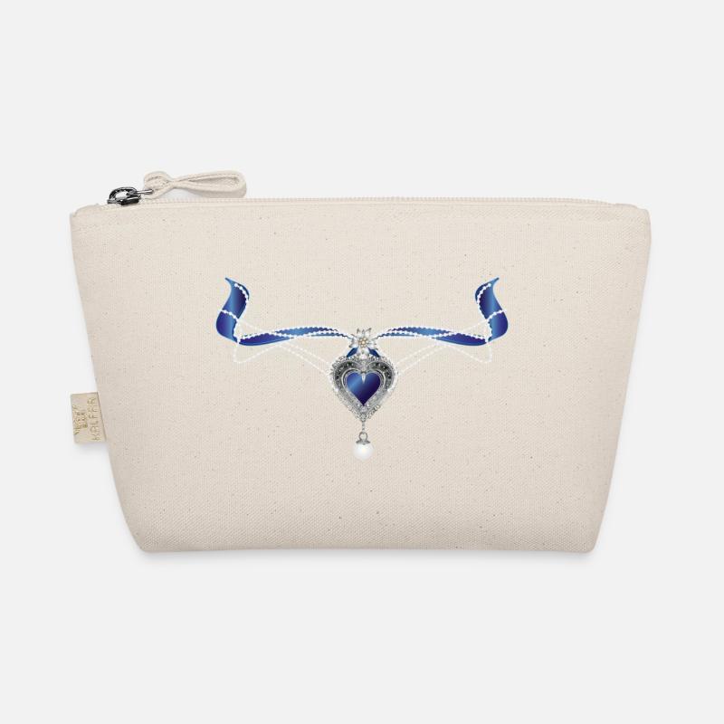 collier traditionnel saphir bleu avec cœur et perle Trousse biologique