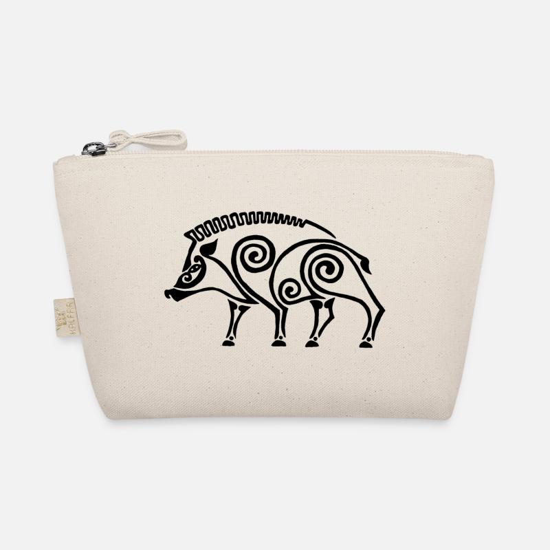 schwarzer keltischer Eber Bio-Täschchen