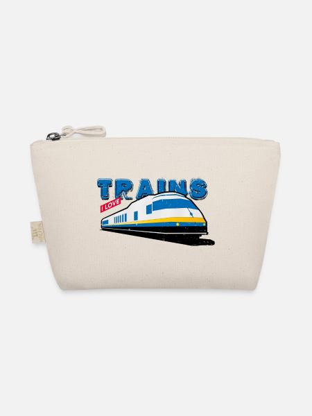 i love trains - Bio-Täschchen - Natur