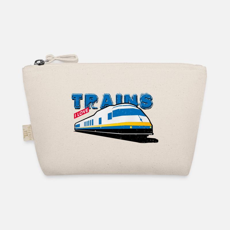 i love trains - Bio-Täschchen - Natur