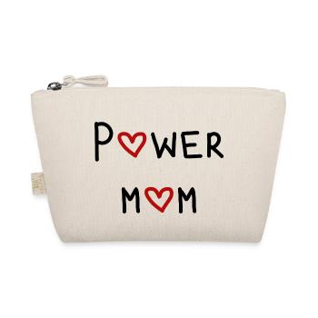 power mom Mama Mutter Kinder Eltern Schrift - Bio-Täschchen - Natur - Vorne