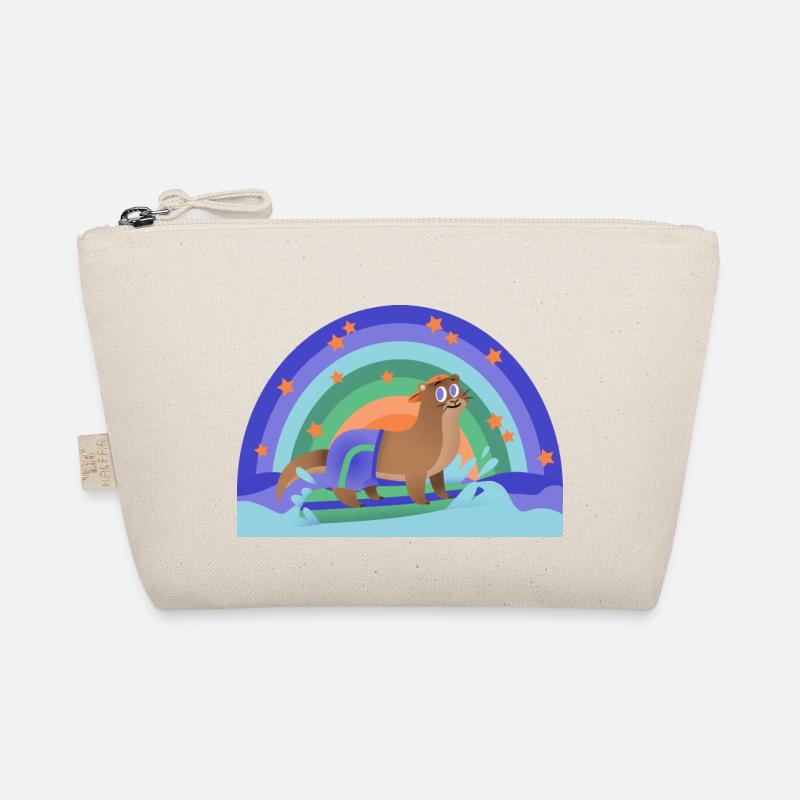 Otter Surfing Rainbow Kidcore Kids Gift Organic Pouch