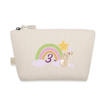 3. Geburtstag Regenbogen Hase Mädchen Geschenk - Bio-Täschchen - Natur - Vorne
