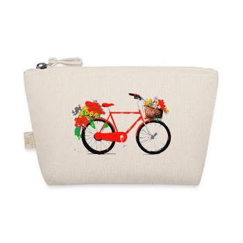 Red Bicycle with Flower Basket - Organic Pouch - nature - Front
