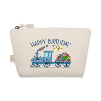 Children's Train Railway Happy Birthday 9 - Organic Pouch - nature - Front