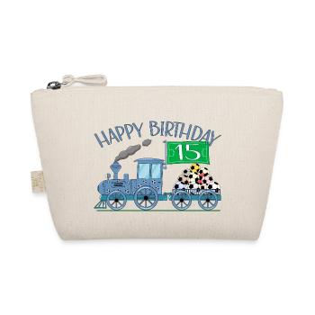 Children's Train Railway Happy Birthday Football 15 - Organic Pouch - nature - Front