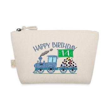 Children's Train Railway Happy Birthday Football 14 - Organic Pouch - nature - Front